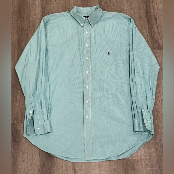 Polo Ralph Lauren XL Tall XLT Stripe Button Front Logo Button Collar Shirt - Picture 2 of 5